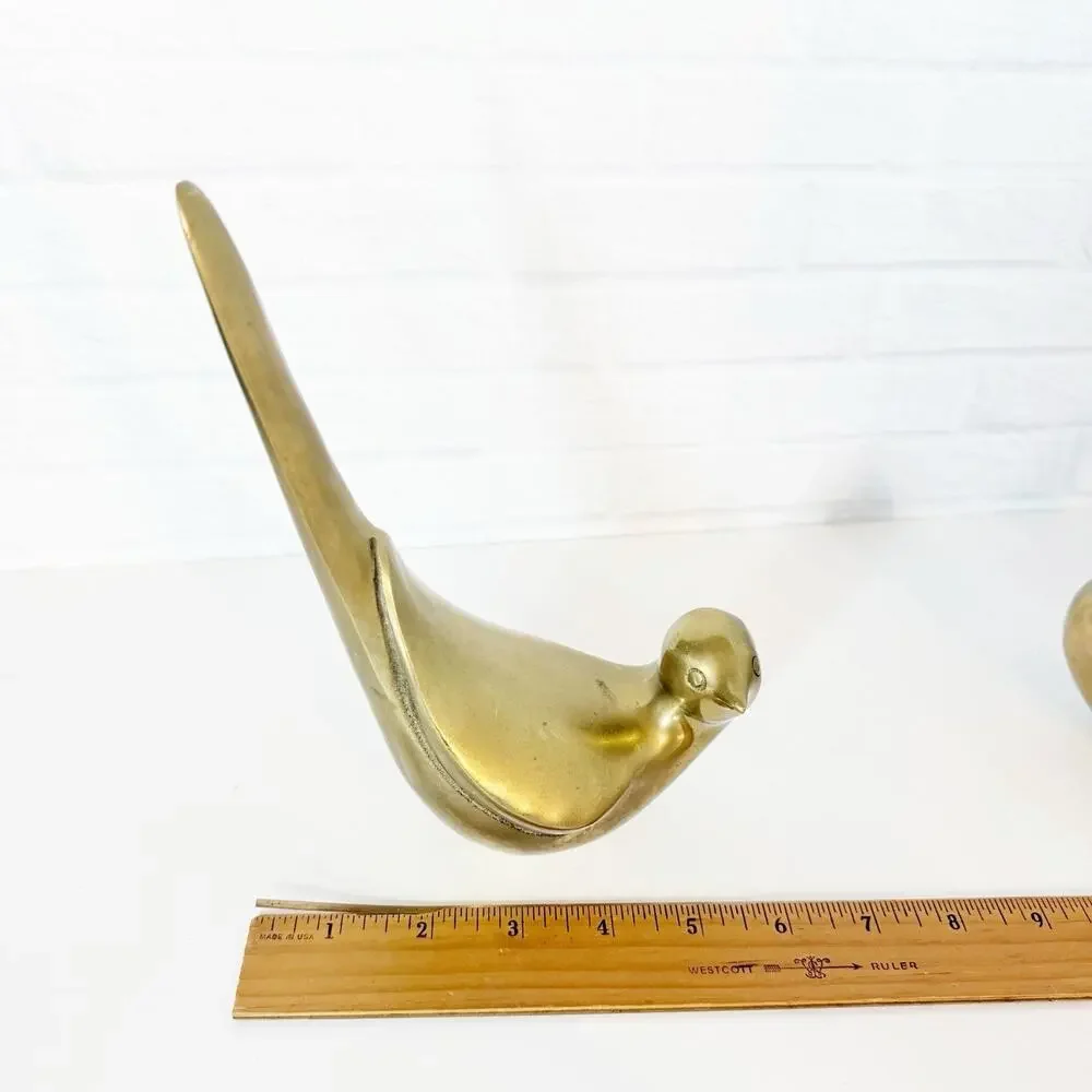 Vintage MCM Brass Mourning Doves Set of 2 Figurines 8